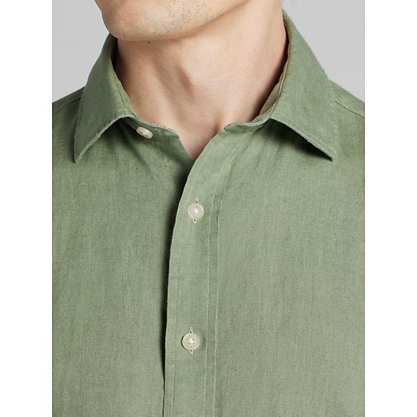 Joseph Abboud Big & Tall Men's Modern Fit 100% Linen Button Up Shirt Sea Spray