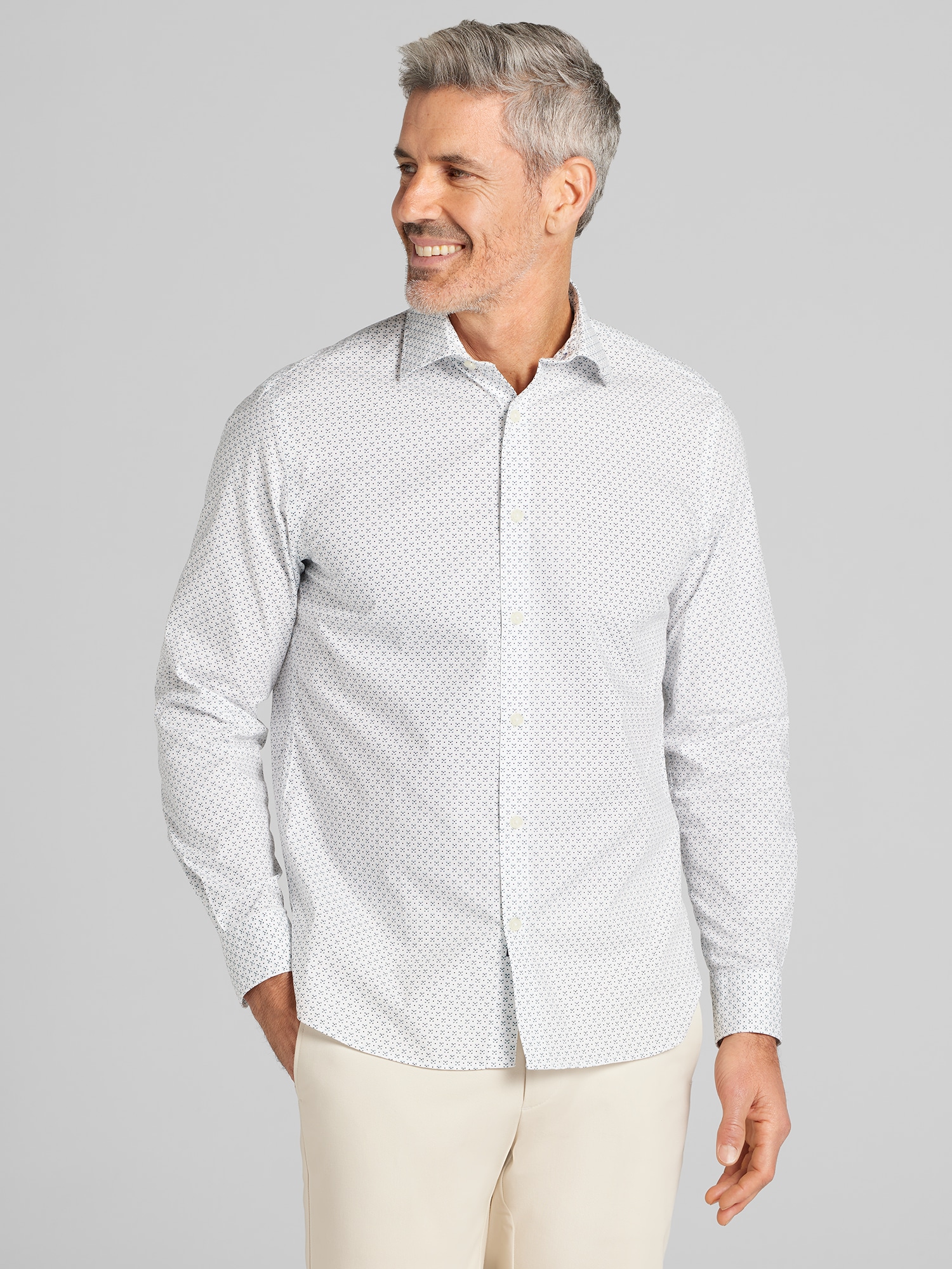Modern Fit Neat Woven Button Up Shirt