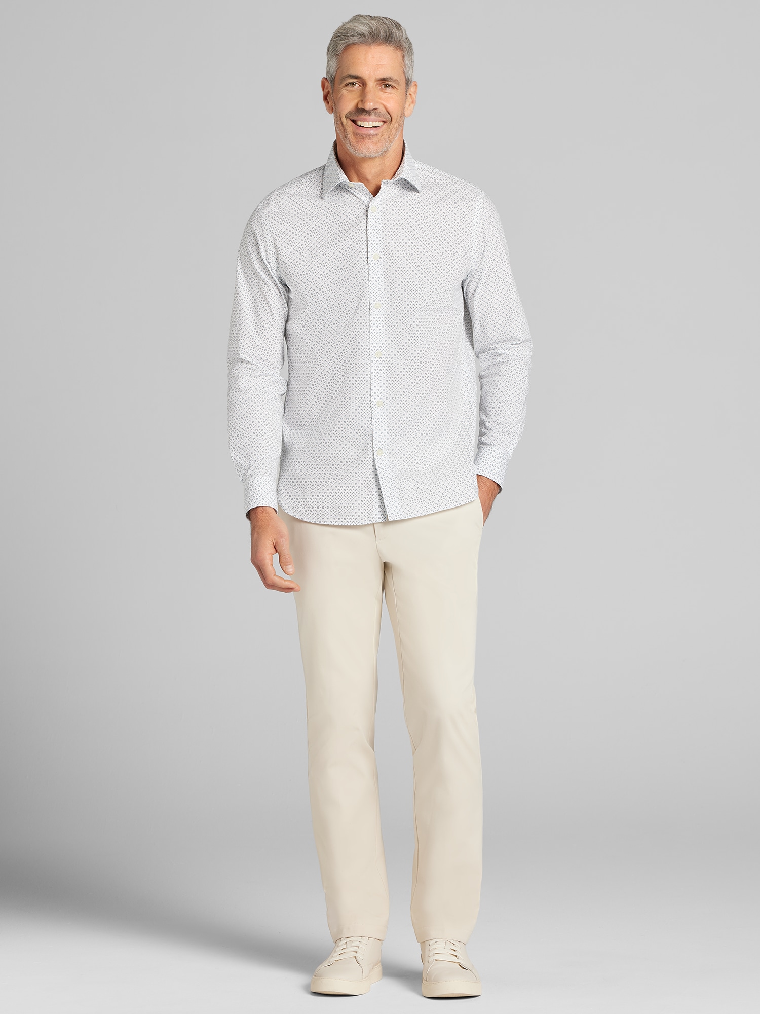 Modern Fit Neat Woven Button Up Shirt