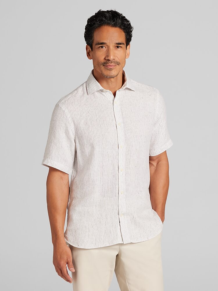 knee length dresses for ladies Men's Mustique All Over Embroidered Short Sleeve Camp Collar Linen Shi   Pier St Barth