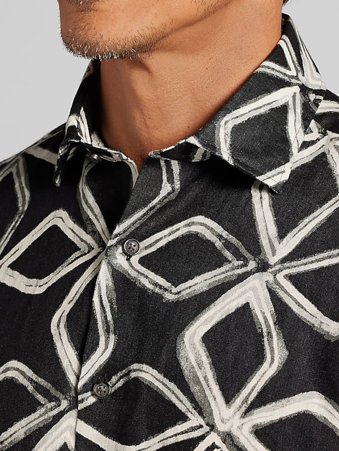 Joseph Abboud Modern Fit 100% Linen Short Sleeve Button Up Shirt