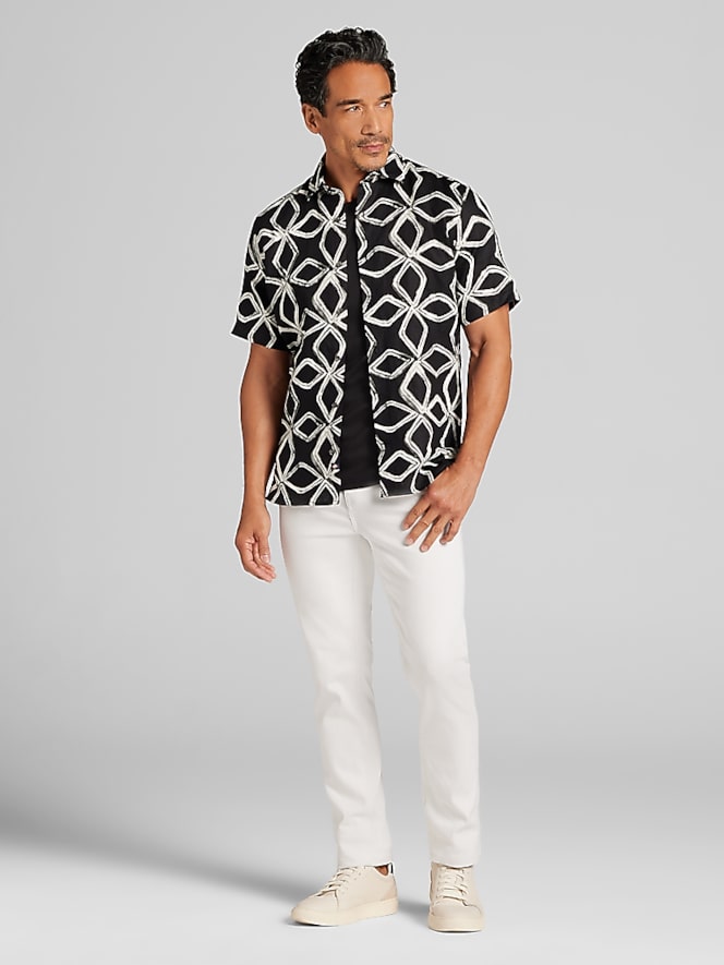 Joseph Abboud Modern Fit 100% Linen Short Sleeve Button Up Shirt