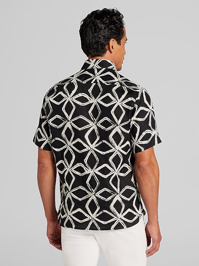 Joseph Abboud Modern Fit 100% Linen Short Sleeve Button Up Shirt