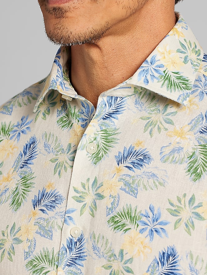 Joseph Abboud Modern Fit Floral Short Sleeve Button Up Shirt