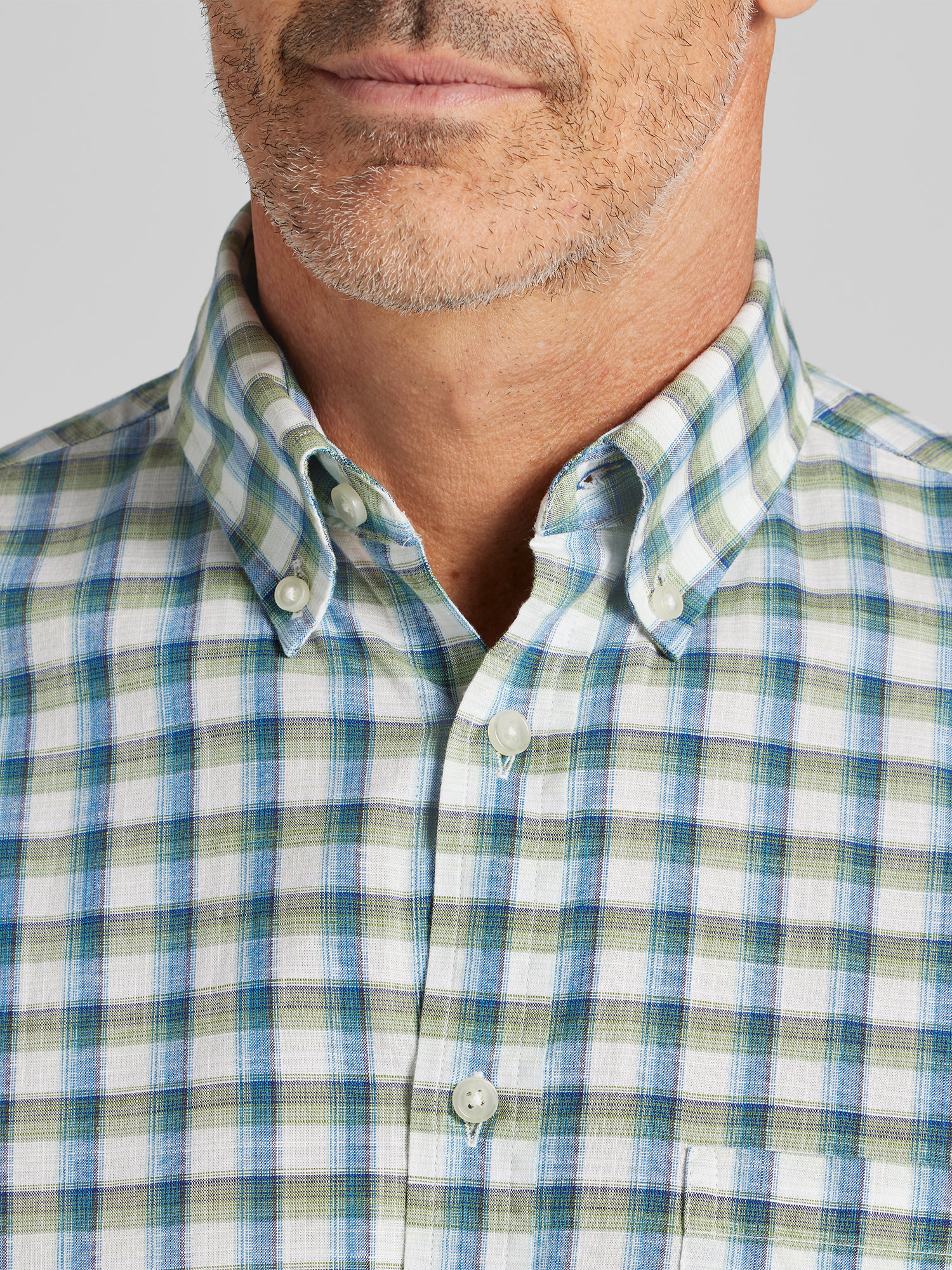 sage green dress with flowers Dubinik® Green Plaid Mens Short Sleeve Button Down Shirts 100% Cotton main image 0