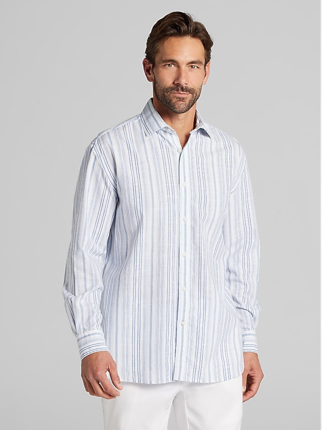Joseph Abboud Classic Fit Variegated Stripe Button Up Shirt