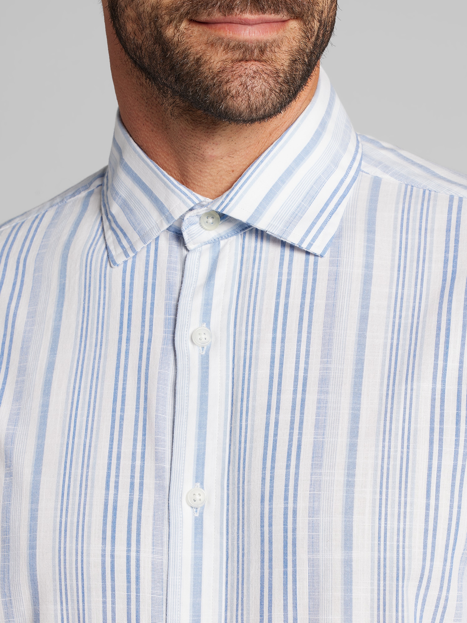 Classic Fit Variegated Stripe Button Up Shirt