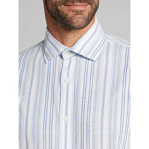 Joseph Abboud Men's Classic Fit 100% Cotton Button Up Shirt Blue/White - Size: XL