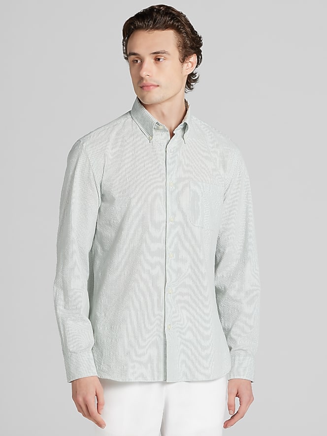 Joseph Abboud Modern Fit Seersucker Stripe Button Up Shirt
