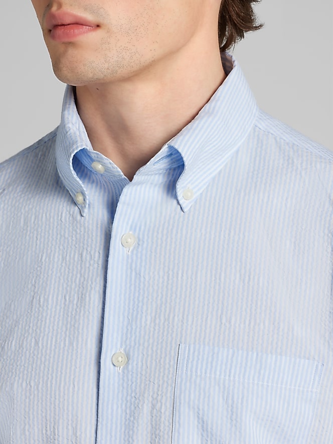 Joseph Abboud Modern Fit Seersucker Stripe Button Up Shirt