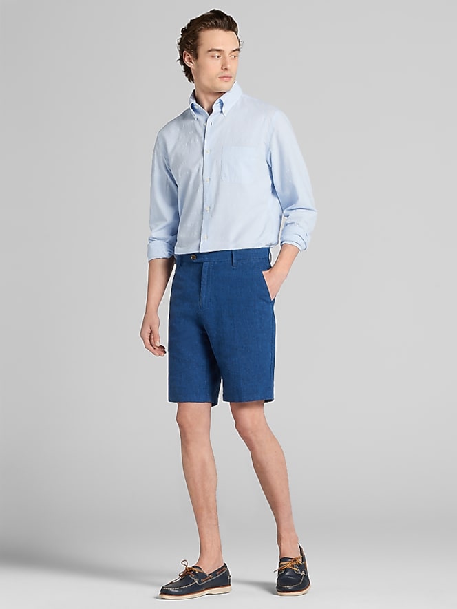 Joseph Abboud Modern Fit Seersucker Stripe Button Up Shirt, Blue - Image 3 of 4