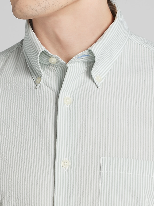 Joseph Abboud Men's Modern Fit Seersucker Stripe Button Up Shirt
