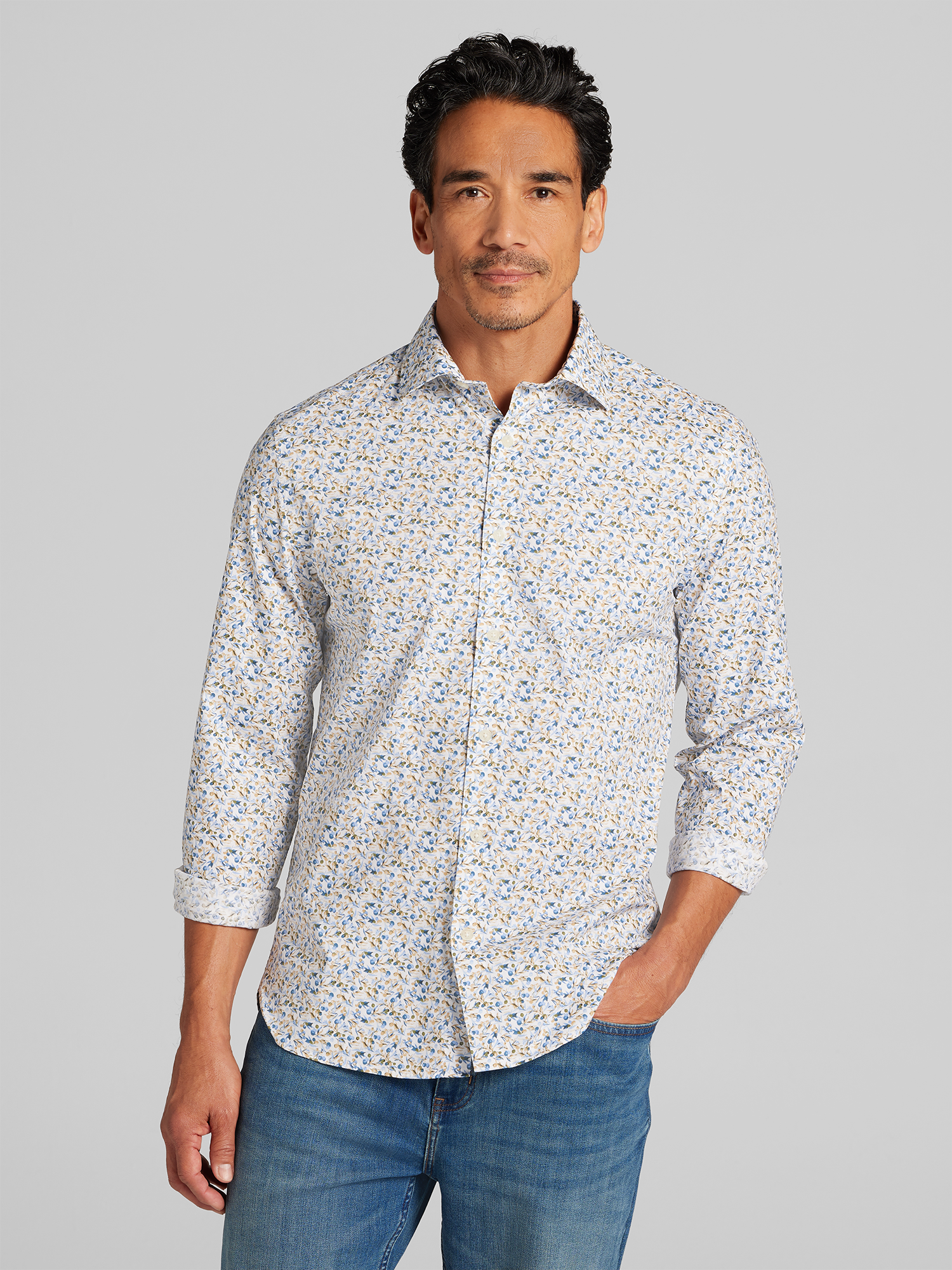 Modern Fit Floral Button Up Shirt