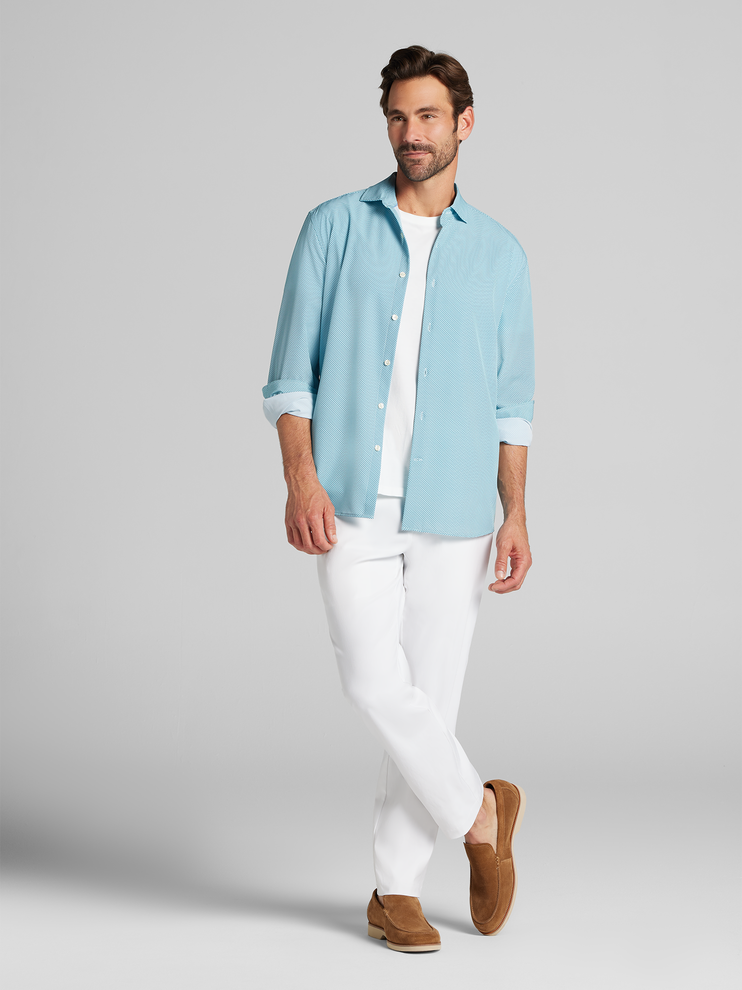 Modern Fit 4-Way Stretch Button Up Shirt