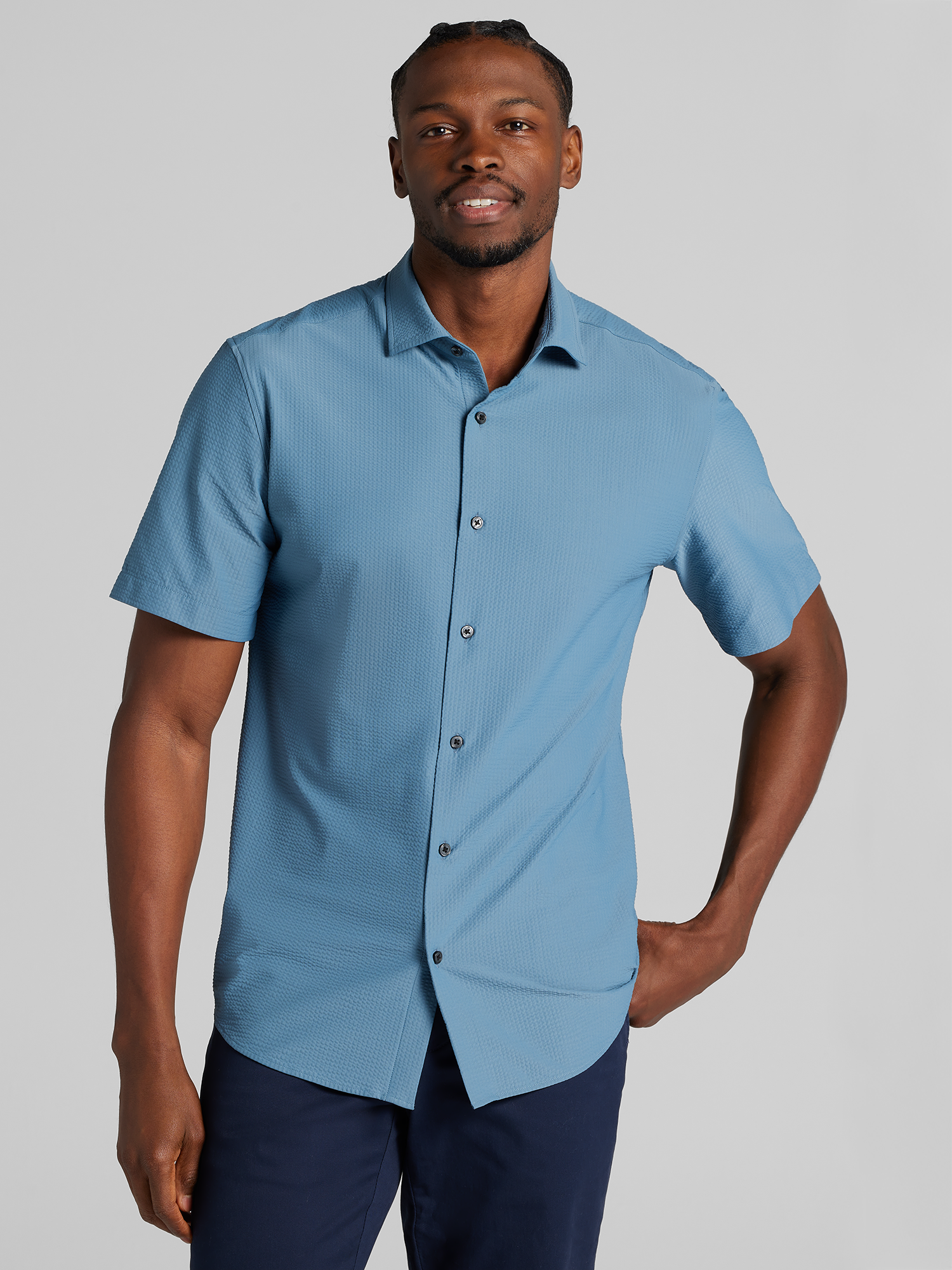 CHILLFLEX Modern Fit Short Sleeve 4-Way Stretch Button Up Shirt