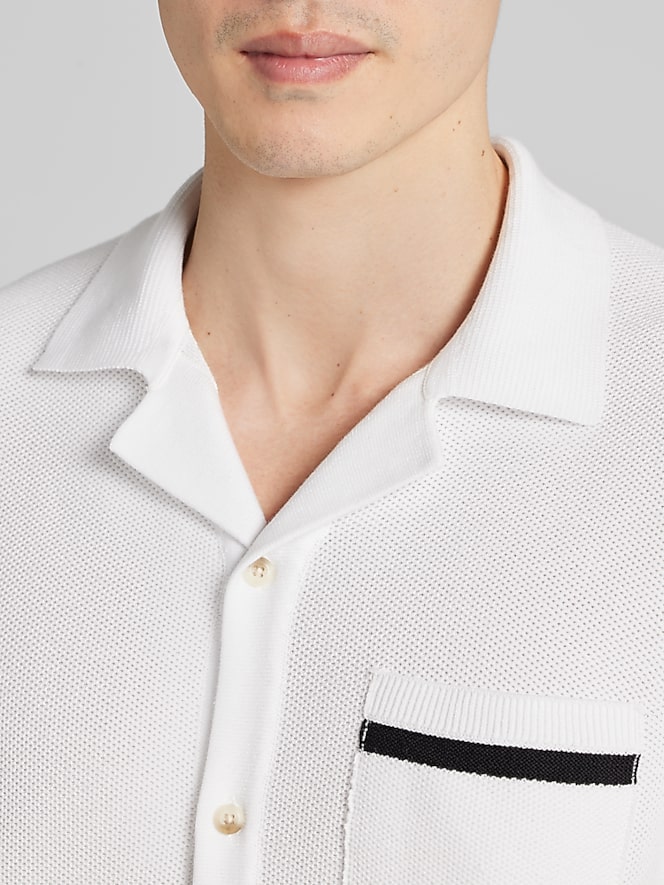 Joseph Abboud Tipped Camp Shirt Sweater