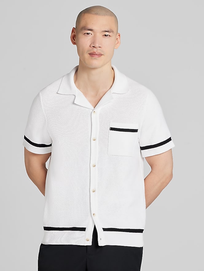 Joseph Abboud Tipped Camp Shirt Sweater