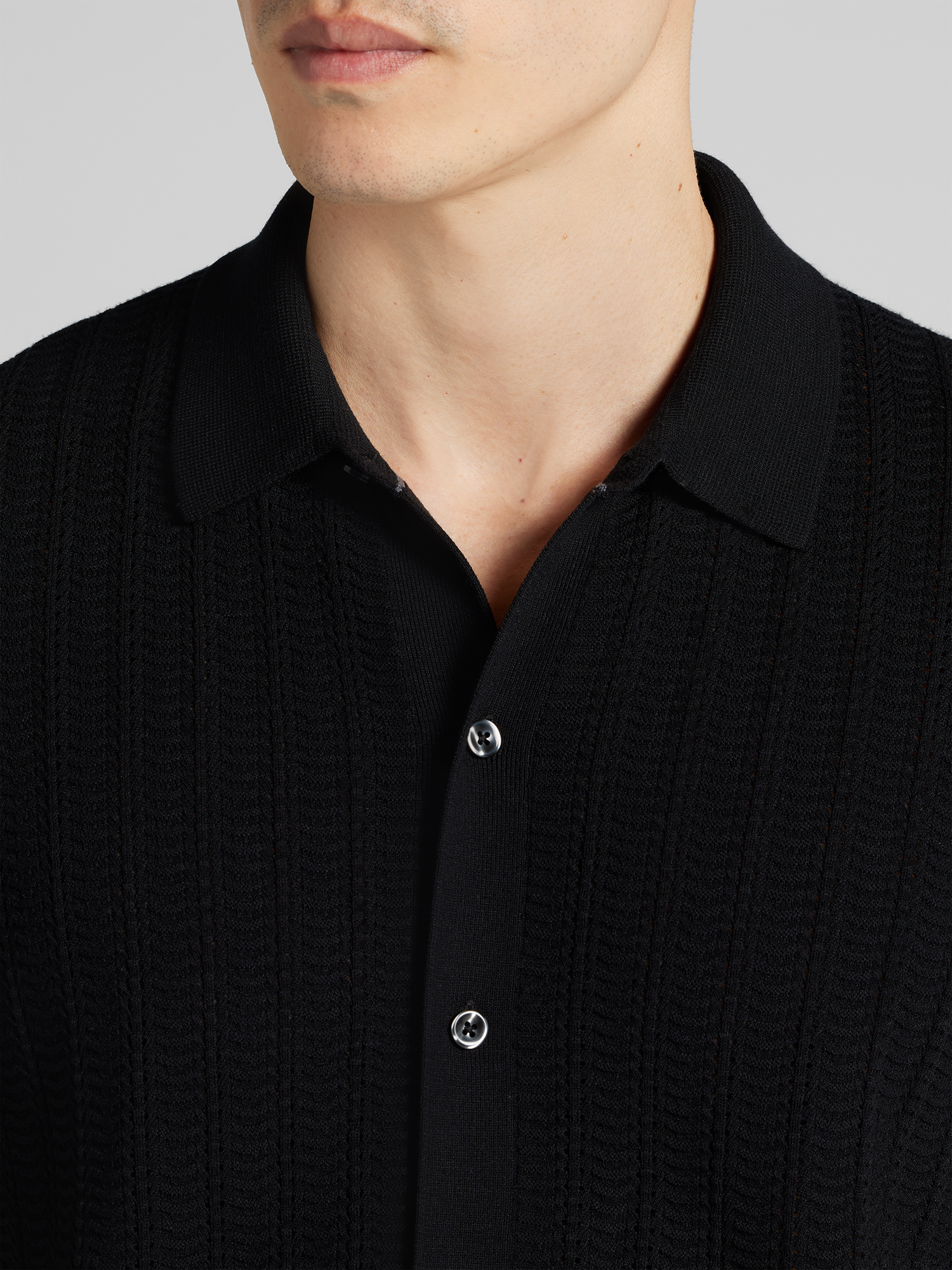 Textured Short Sleeve Polo Sweater