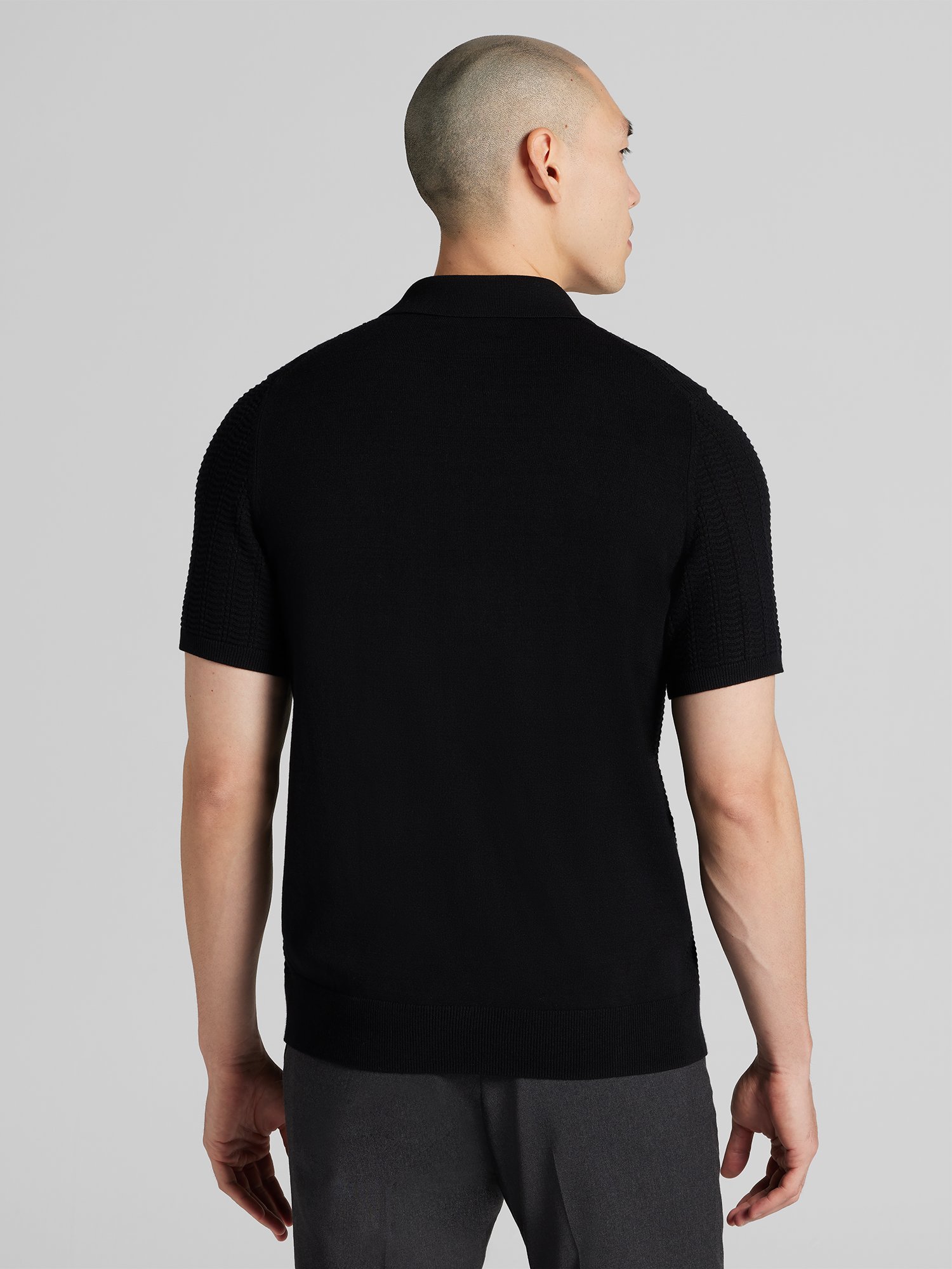 Textured Short Sleeve Polo Sweater