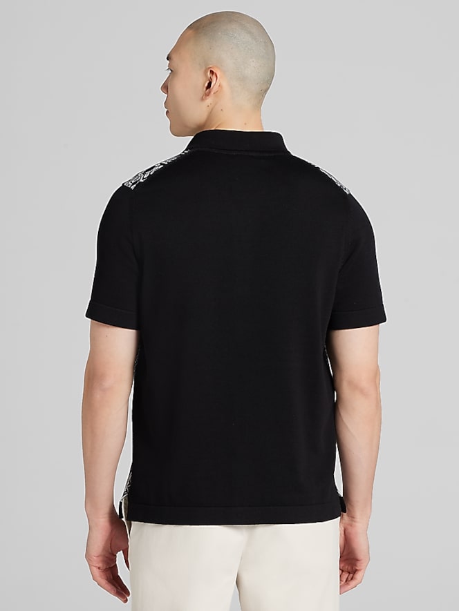 Joseph Abboud Modern Fit Jacquard Camp Shirt Sweater