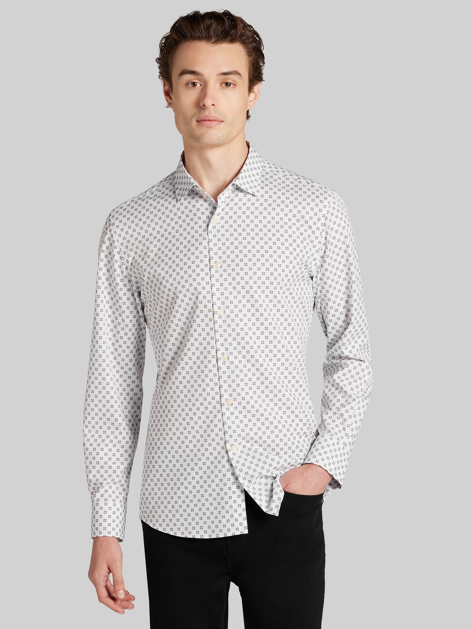 Slim Fit 4-Way Stretch Button Up Shirt