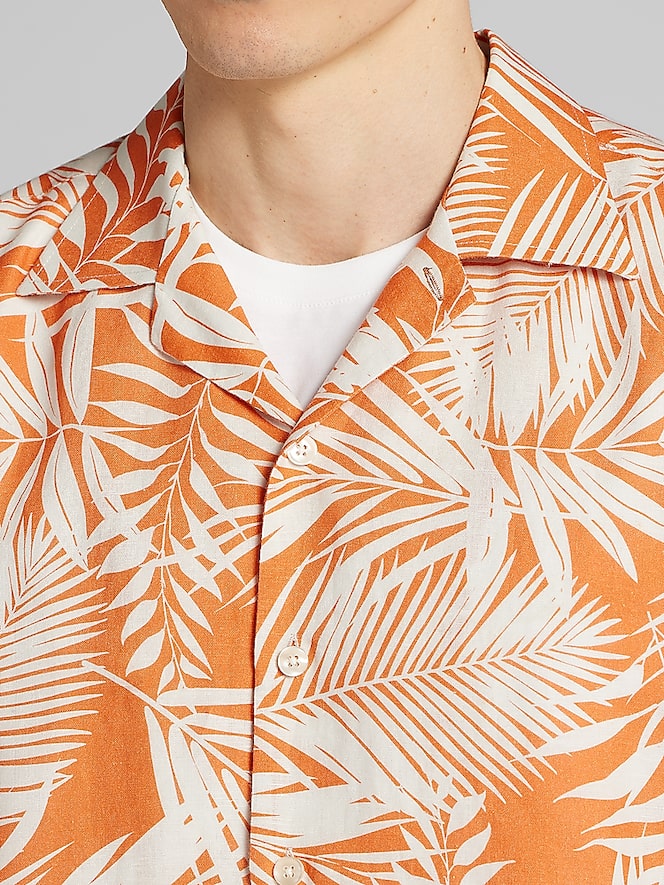Joseph Abboud Modern Fit Resort Floral Woven Camp Shirt