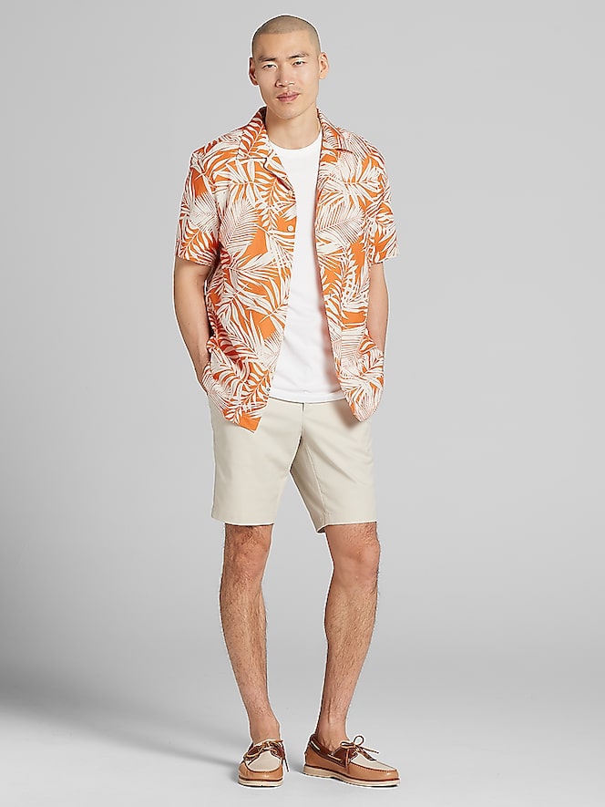 Joseph Abboud Modern Fit Resort Floral Woven Camp Shirt
