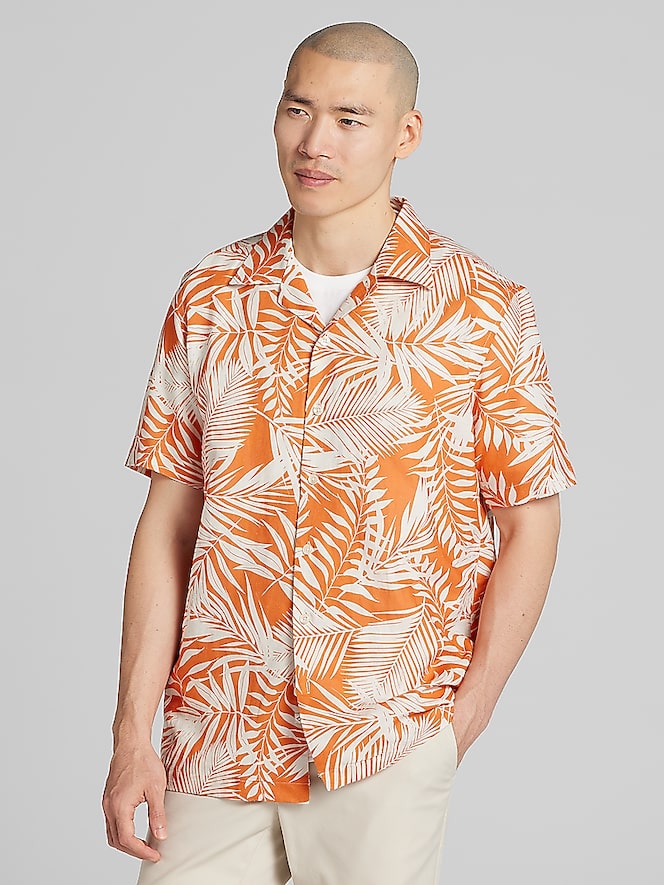 Joseph Abboud Modern Fit Resort Floral Woven Camp Shirt