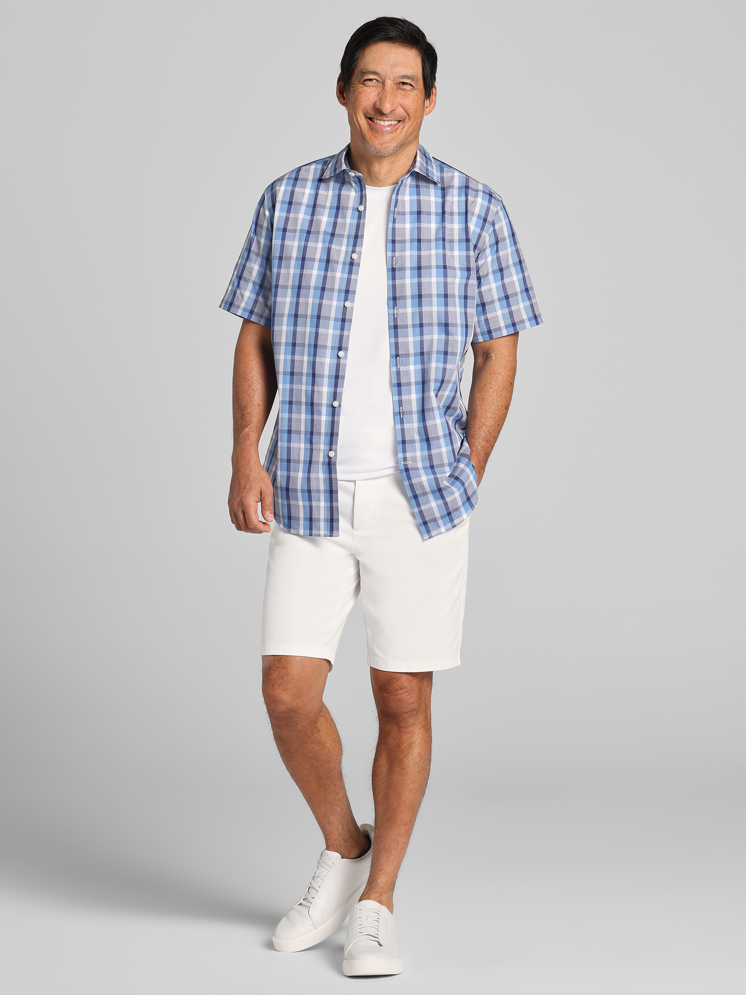 Modern Fit Plaid Button Up Shirt