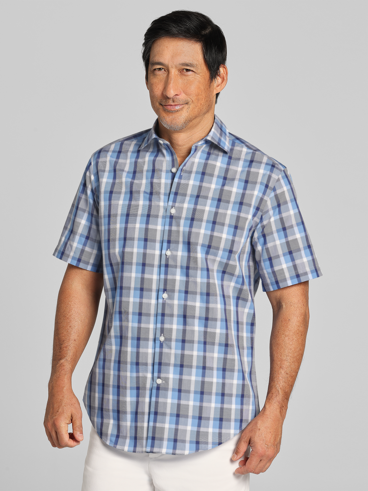 Modern Fit Plaid Button Up Shirt