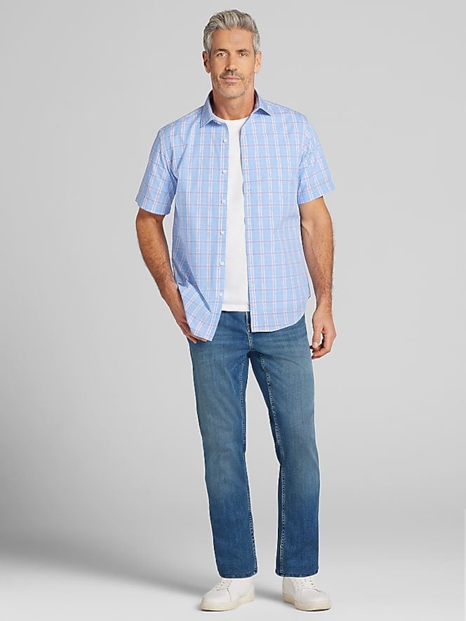 Wilke-Rodriguez Modern Fit Plaid Short Sleeve Button Up Shirt