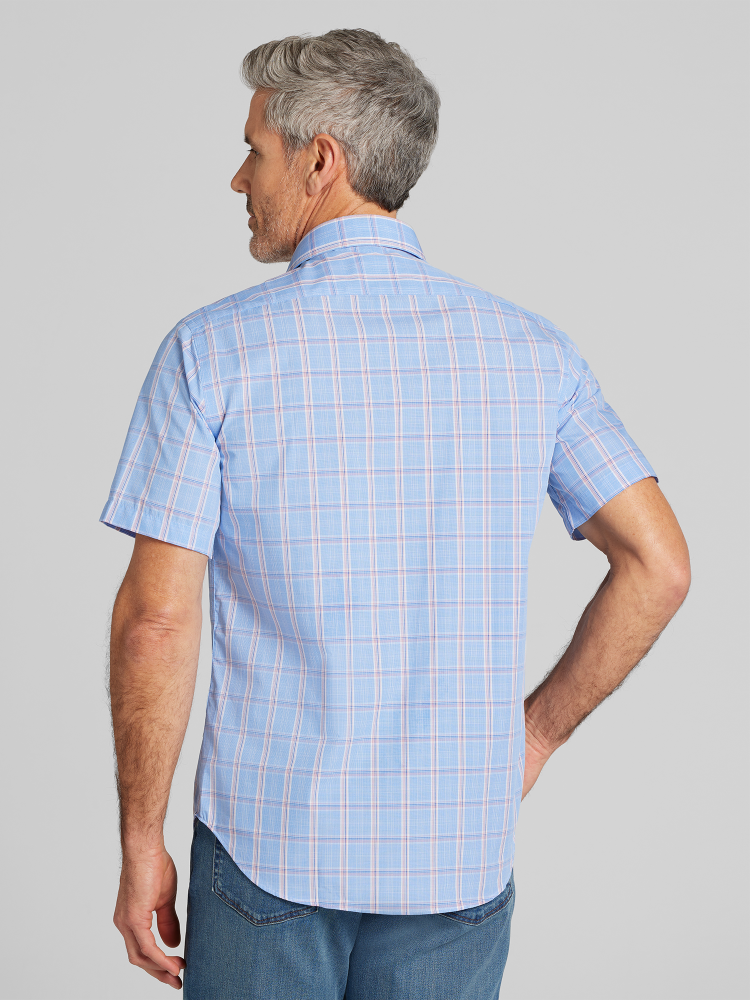 Modern Fit Plaid Short Sleeve Button Up Shirt