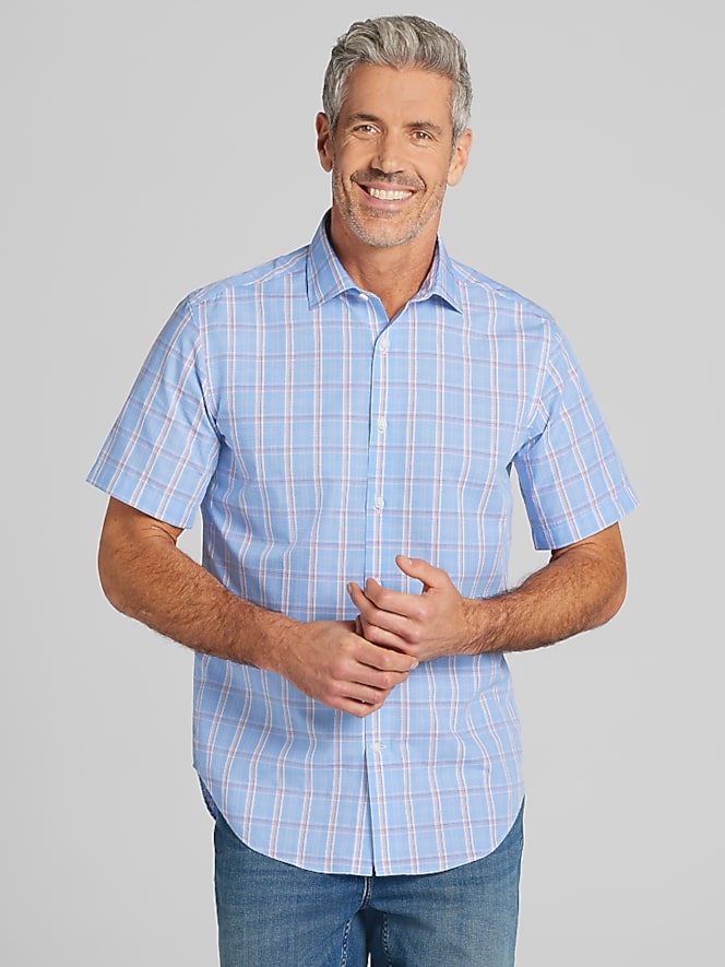 Wilke-Rodriguez Modern Fit Plaid Short Sleeve Button Up Shirt