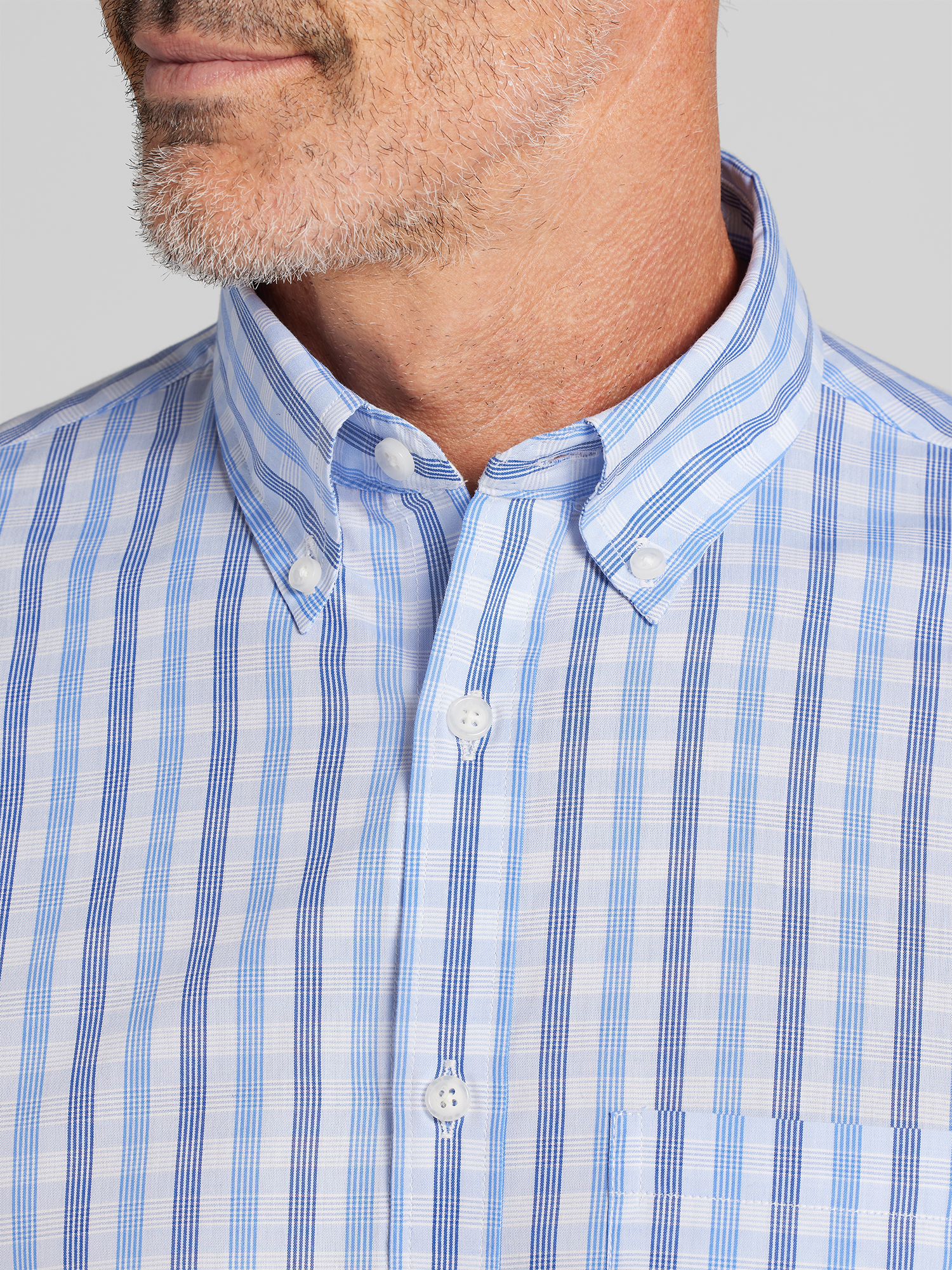 Modern Fit Plaid Woven Button-Up Shirt