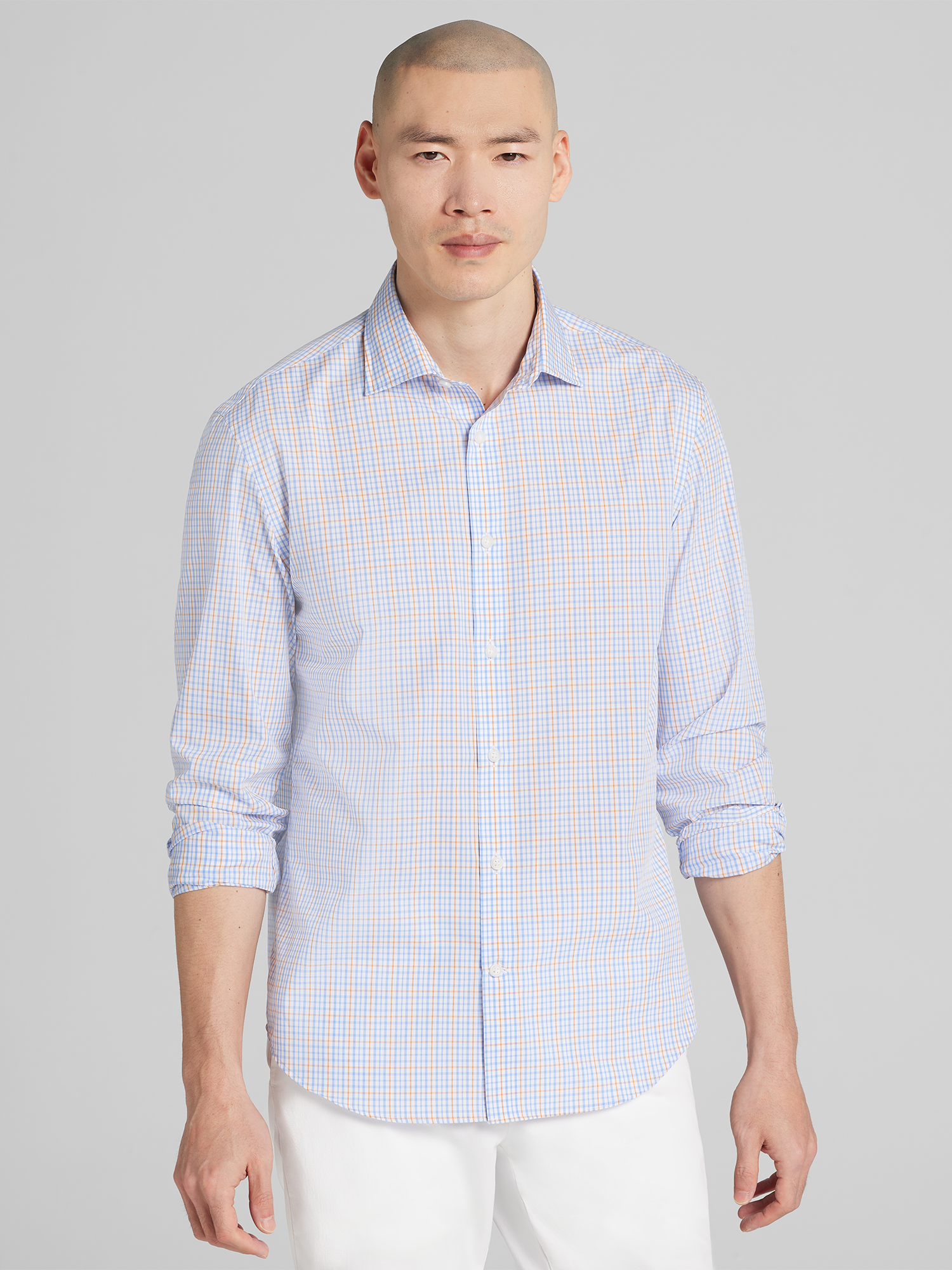 Modern Fit Grid Button Up Shirt