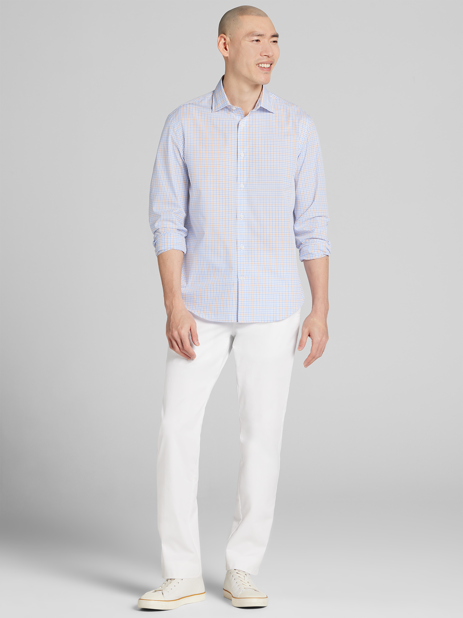 Modern Fit Grid Button Up Shirt