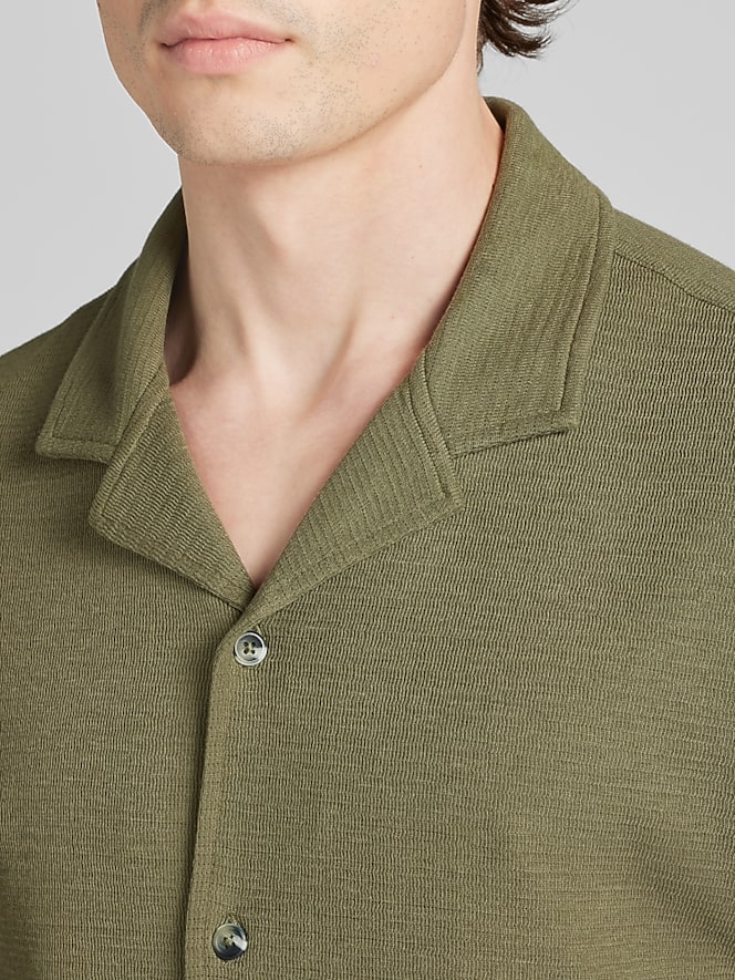 Joseph Abboud Modern Fit Knit Short Sleeve Camp Shirt