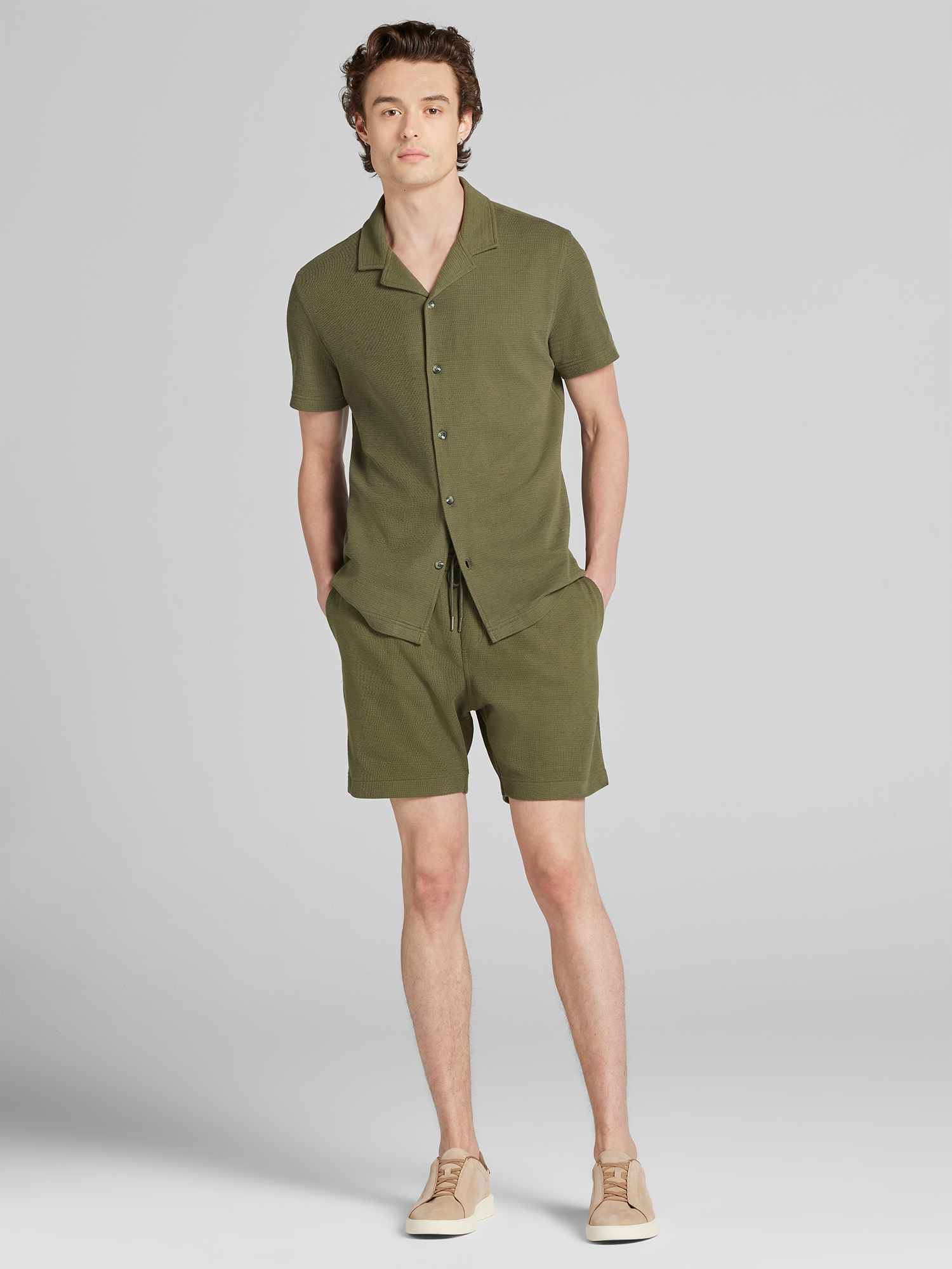 Modern Fit Knit Short Sleeve Camp Shirt