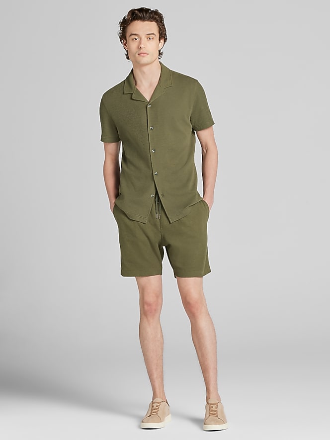 Joseph Abboud Modern Fit Knit Short Sleeve Camp Shirt