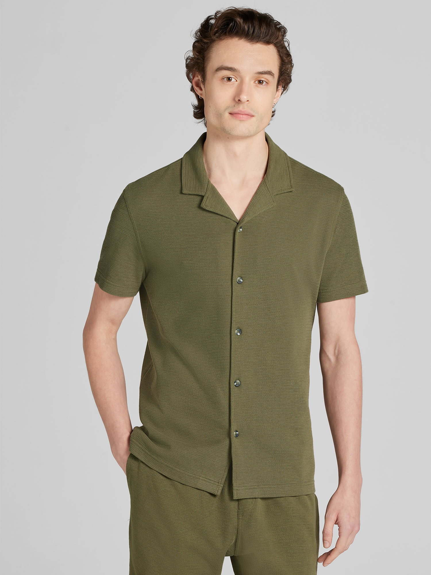 Modern Fit Knit Short Sleeve Camp Shirt