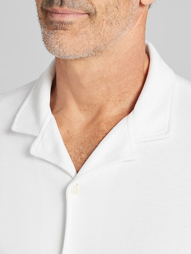 Joseph Abboud Modern Fit Knit Short Sleeve Camp Shirt, Bright White - Image 2 of 5