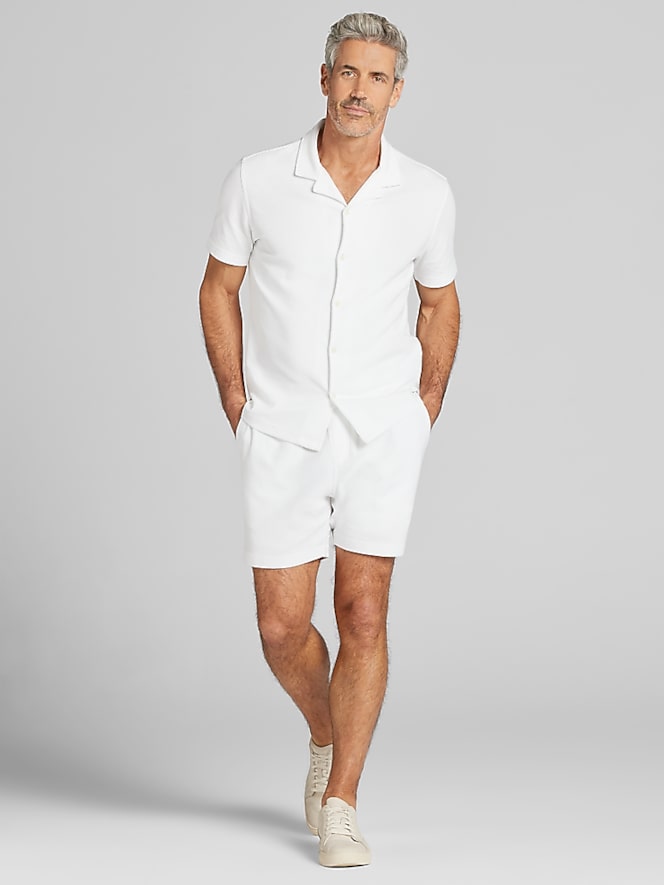 Joseph Abboud Modern Fit Knit Short Sleeve Camp Shirt, Bright White - Image 3 of 5