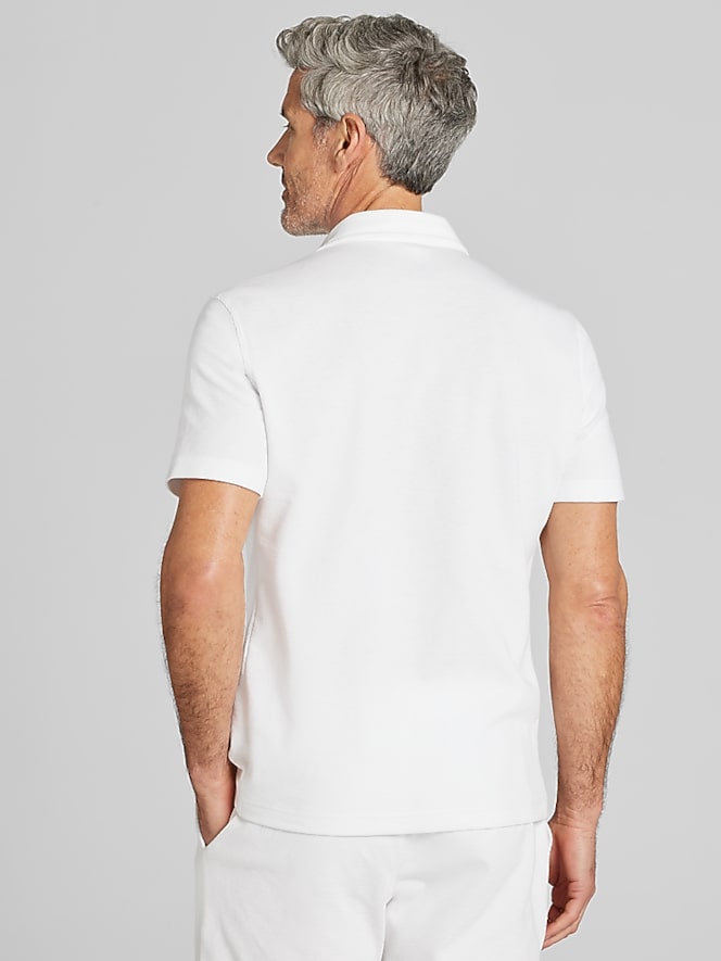 Joseph Abboud Modern Fit Knit Short Sleeve Camp Shirt, Bright White - Image 4 of 5