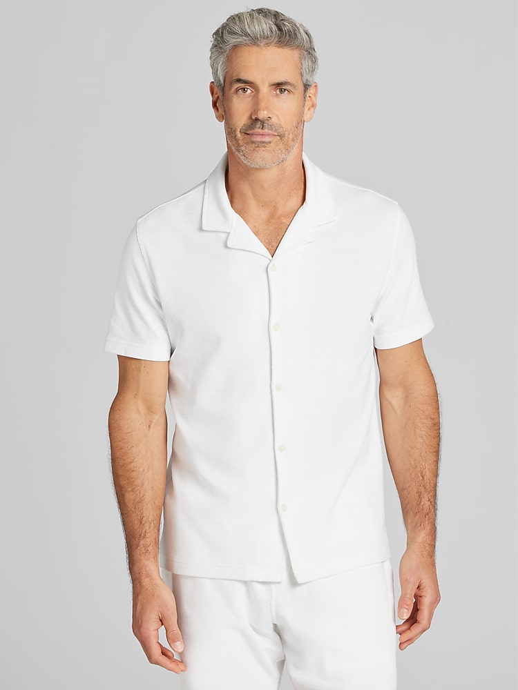 Joseph Abboud Modern Fit Knit Short Sleeve Camp Shirt, Bright