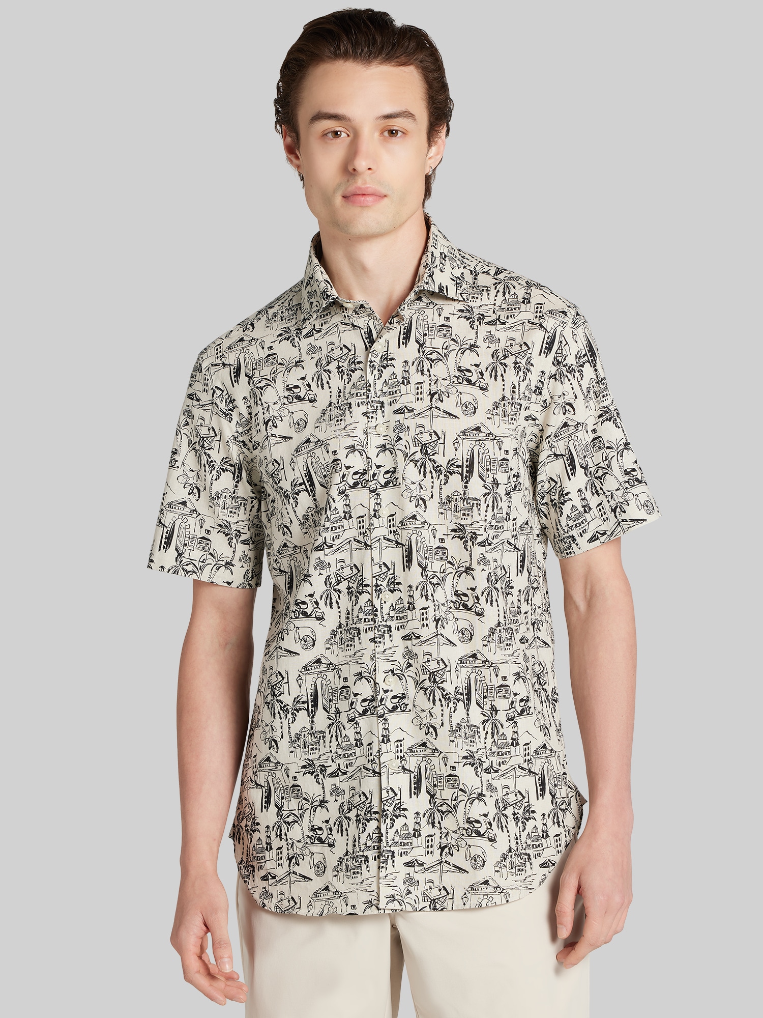 Modern Fit Vacation Vibes Short Sleeve Button-Up Shirt