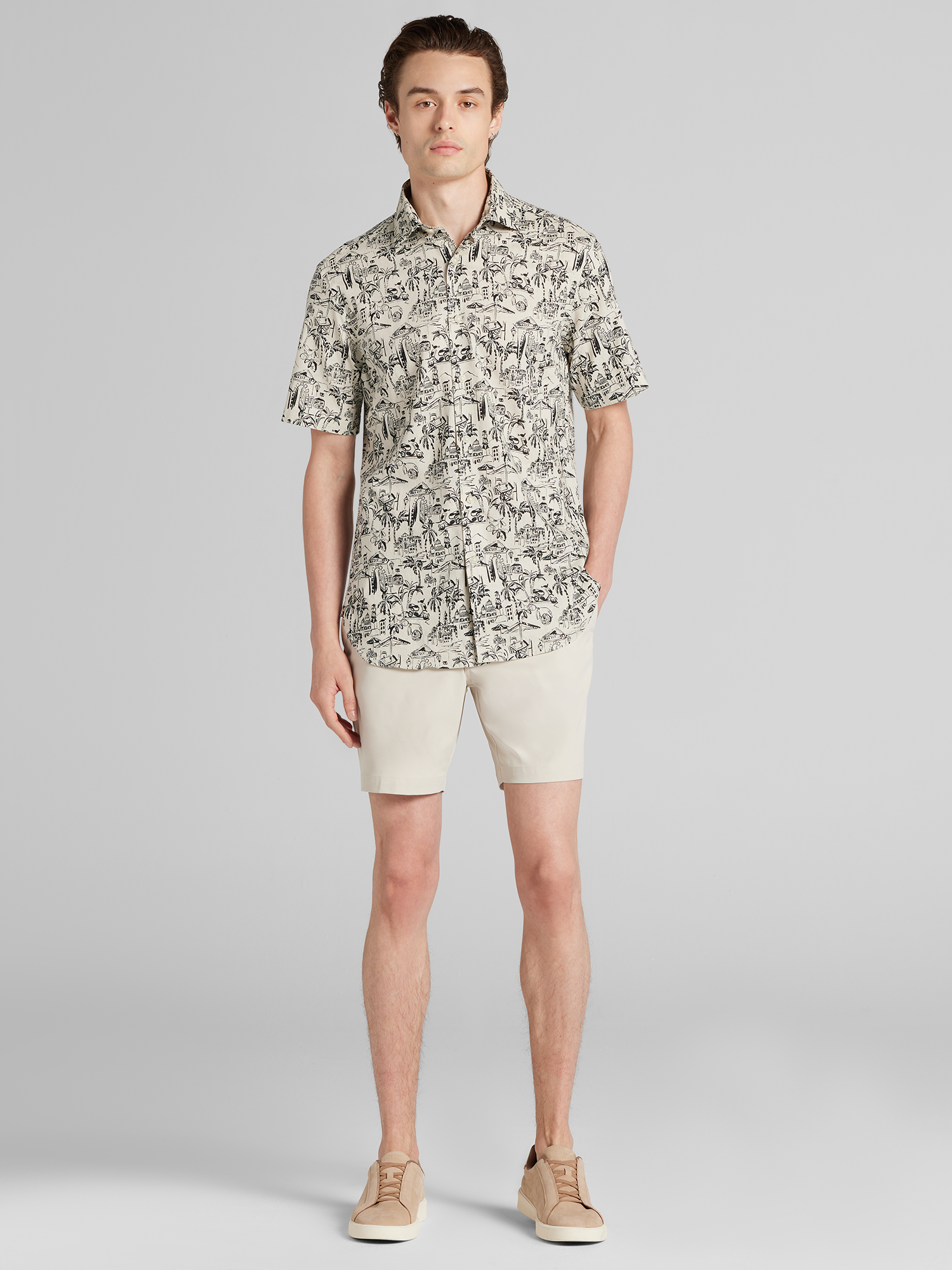 Modern Fit Vacation Vibes Short Sleeve Button-Up Shirt