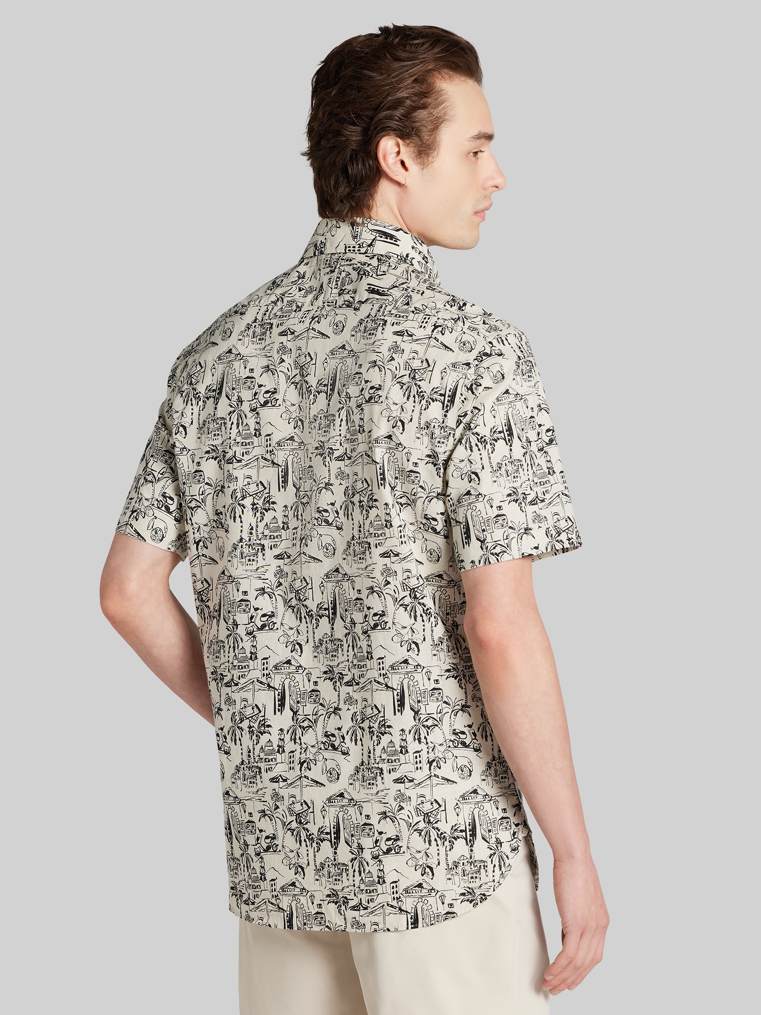 Modern Fit Vacation Vibes Short Sleeve Button-Up Shirt