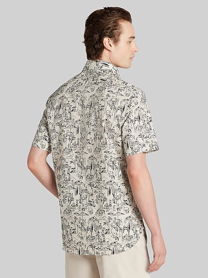 Joseph Abboud Modern Fit Vacation Vibes Short Sleeve Button-Up Shirt