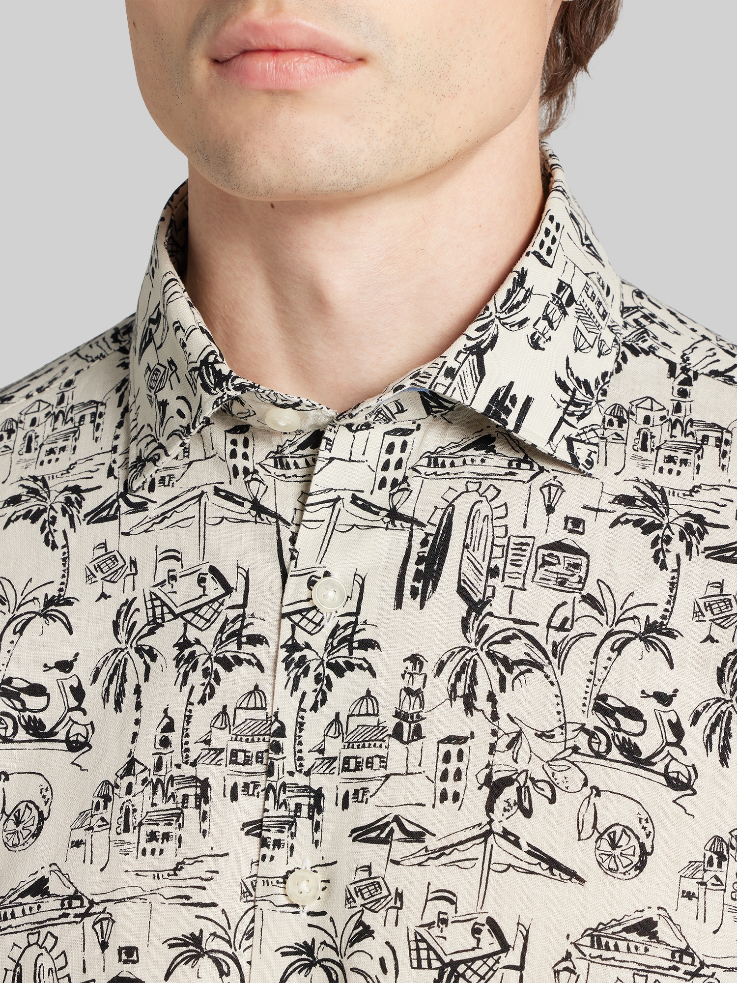 Modern Fit Vacation Vibes Short Sleeve Button-Up Shirt