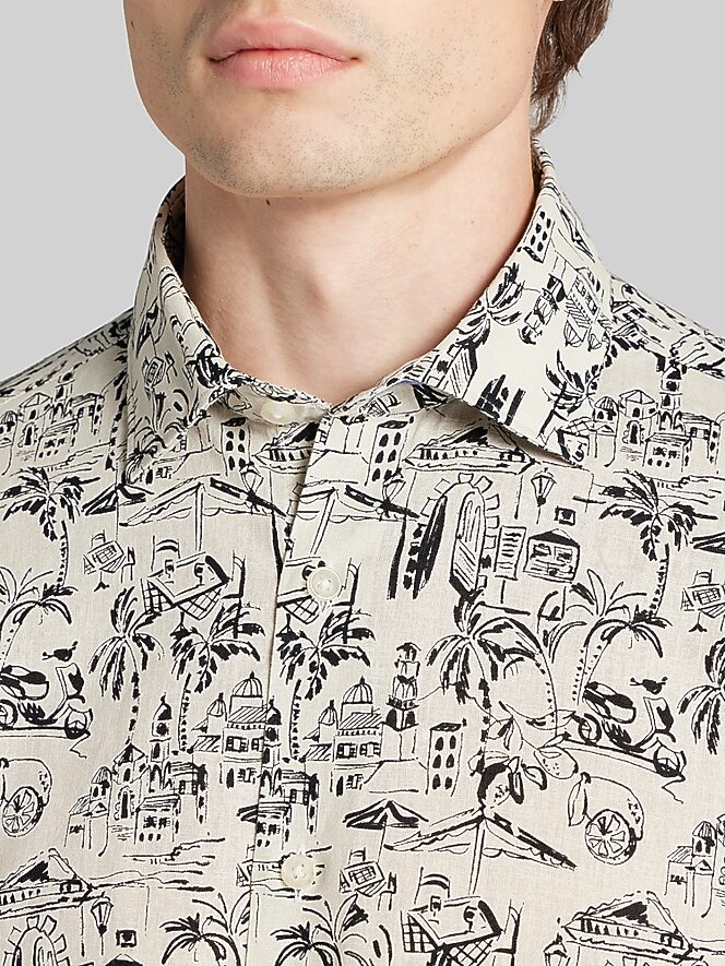 Joseph Abboud Modern Fit Vacation Vibes Short Sleeve Button-Up Shirt